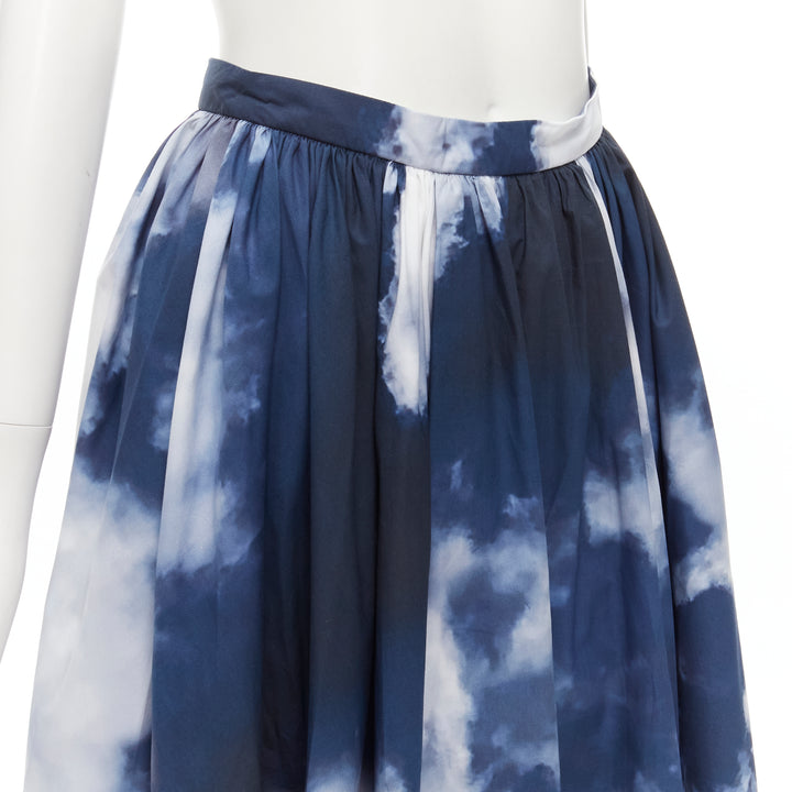 ALEXANDER MCQUEEN 2022 Sky cloud blue white A-line flared skirt IT38 XS