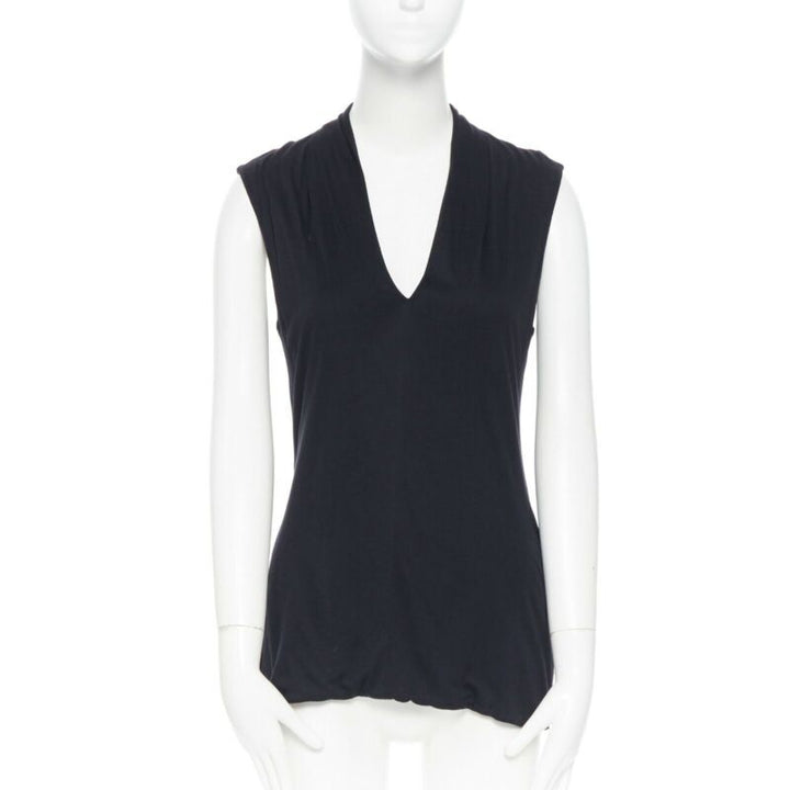 THE ROW black v-neck fold drape elongated vest tank top shirt S