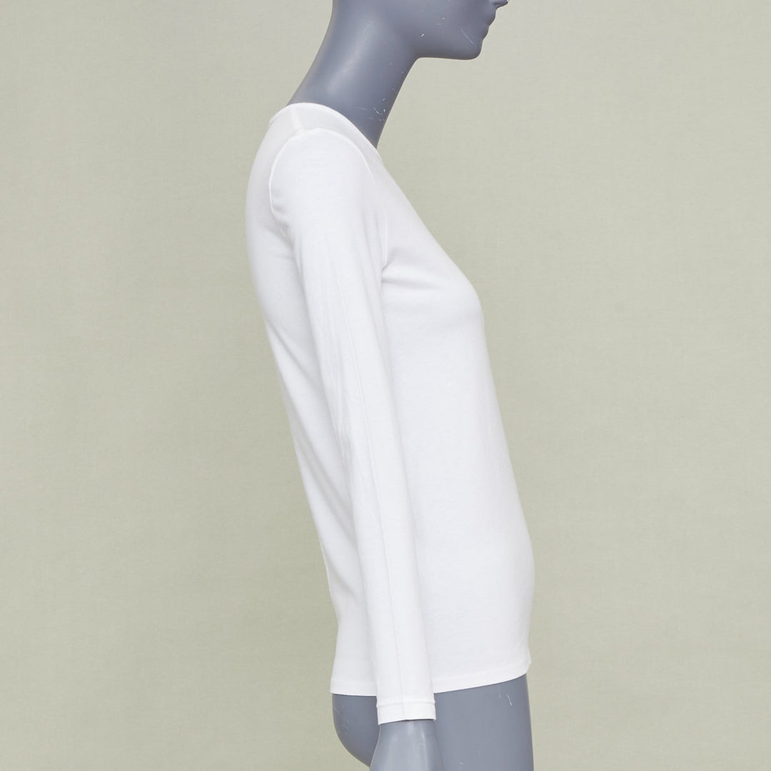 THE ROW Core Essentials Back Seam optic white combed cotton long sleeve top XS