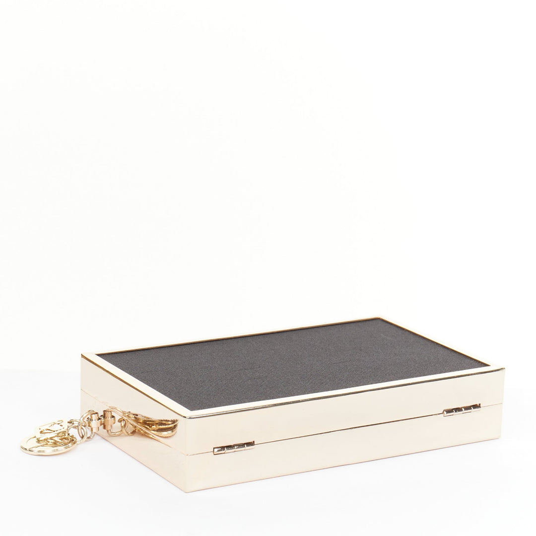 GIORGIO ARMANI 2020 Parfums black canvas gold frame minaudiere box clutch