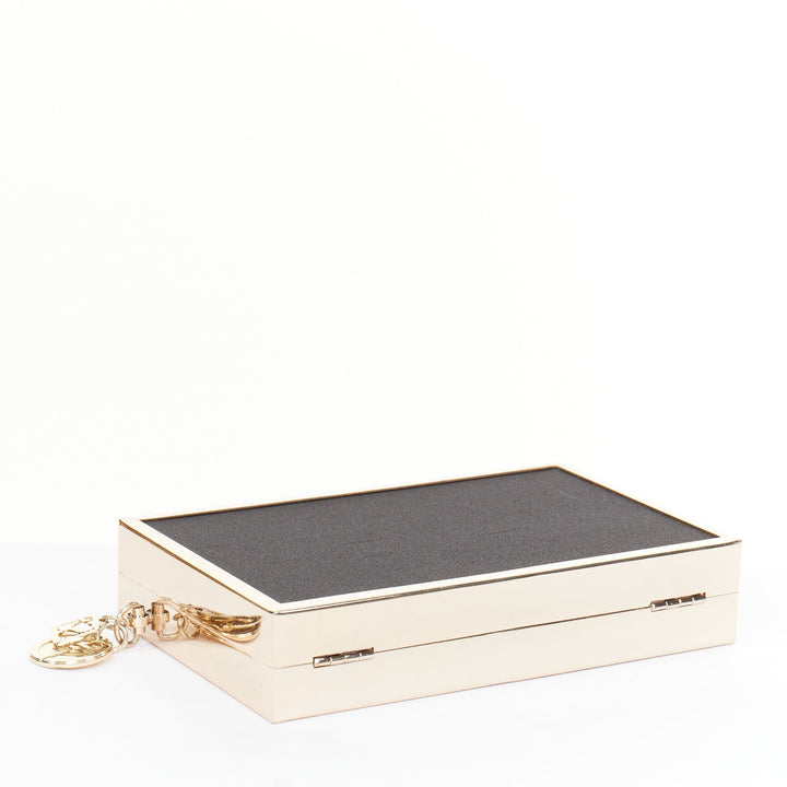 GIORGIO ARMANI 2020 Parfums black canvas gold frame minaudiere box clutch