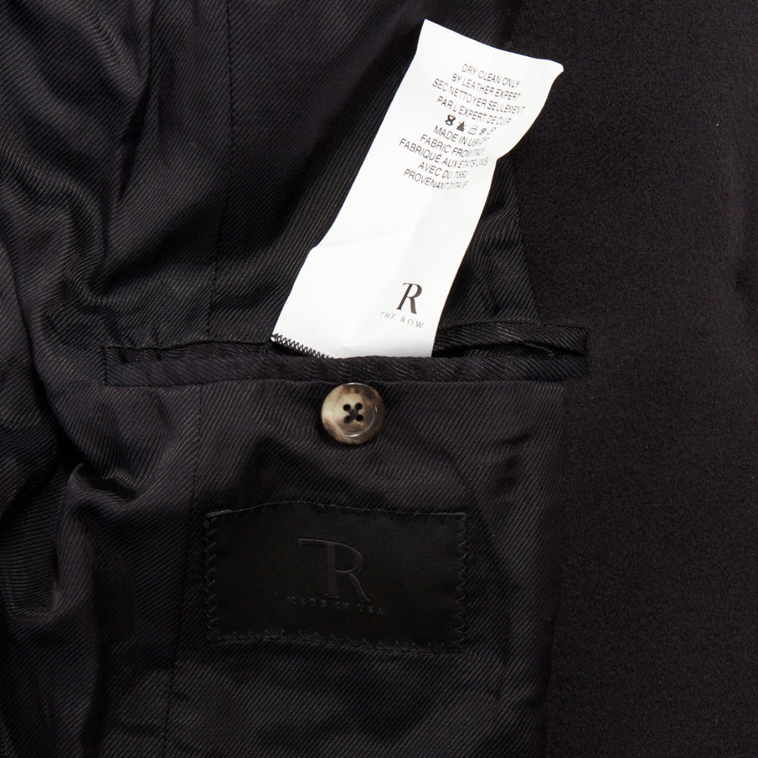 THE ROW black wool deerskin trim 3 patch pockets fitted blazer jacket US2 S