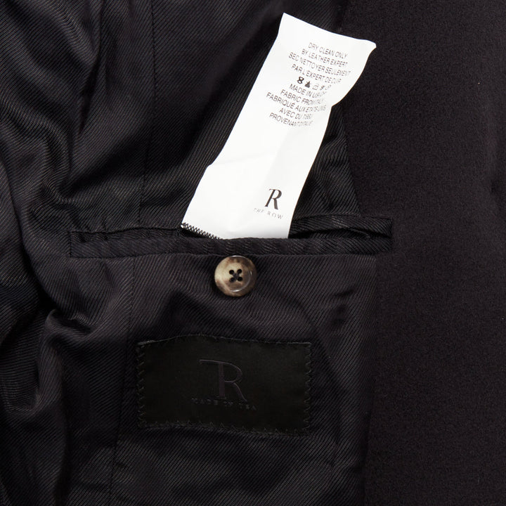 THE ROW black wool deerskin trim 3 patch pockets fitted blazer jacket US2 S