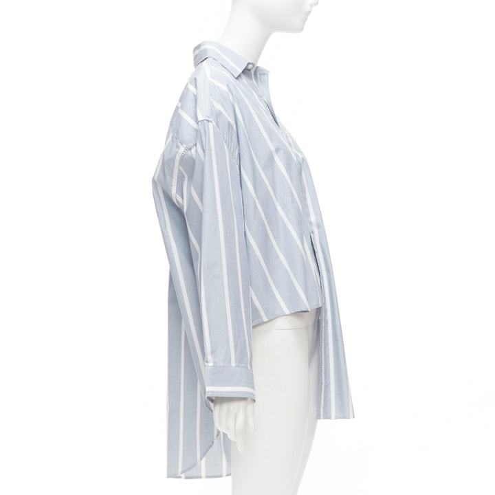 VETEMENTS 2017 blue white cotton striped asymmetric hem oversized shirt XS