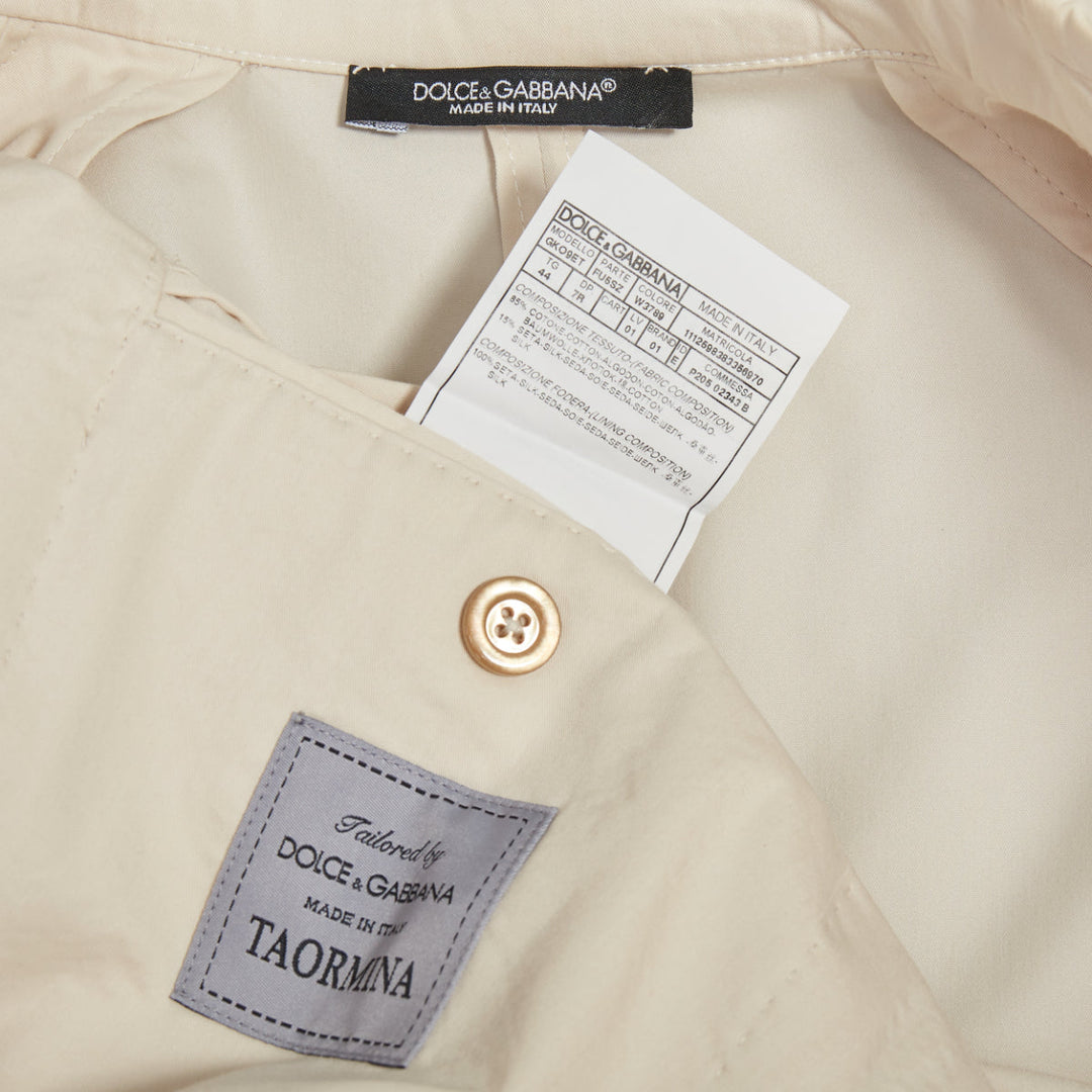 DOLCE GABBANA Taormina beige cotton silk buttons double breasted blazer IT44 XS
