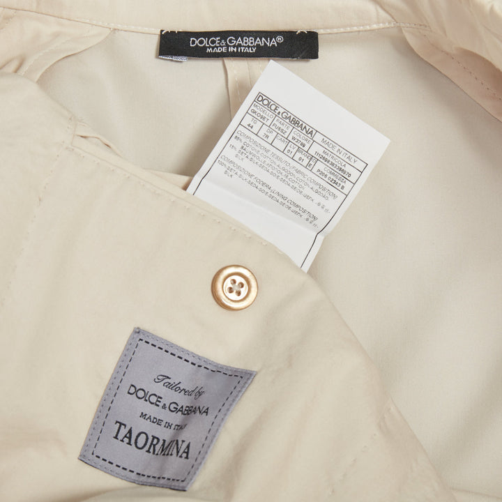 DOLCE GABBANA Taormina beige cotton silk buttons double breasted blazer IT44 XS