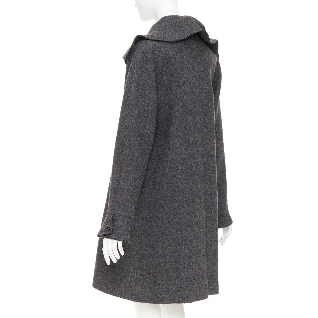 CHANEL 2011 Byzance grey wool oversized cape collar double breasted coat