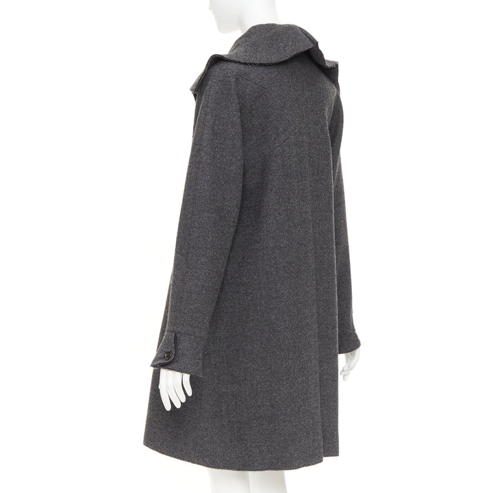CHANEL 2011 Byzance grey wool oversized cape collar double breasted coat