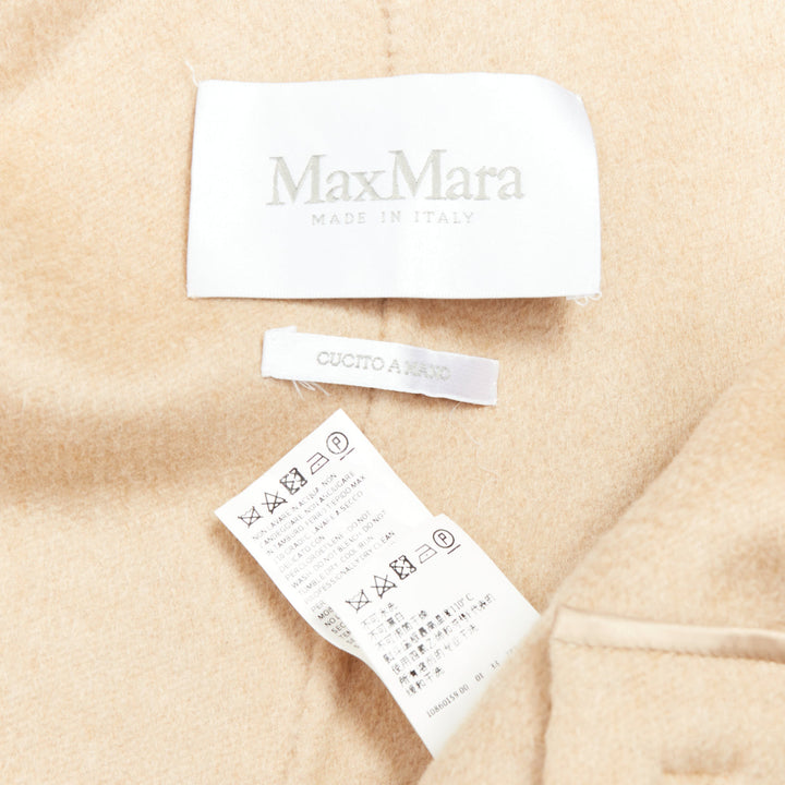 MAX MARA 100% double faced cashmere belted camel tan coat IT38 XS