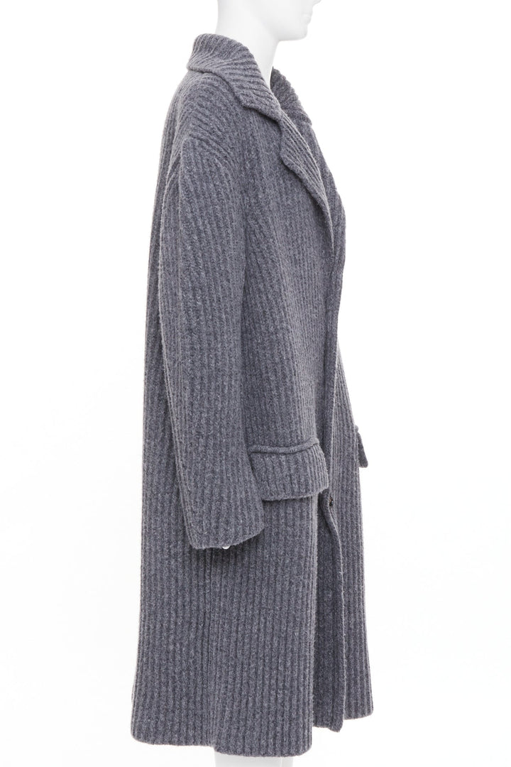 BOTTEGA VENETA 2022 Runway Felted Wool Knitted Coat grey melange coat M