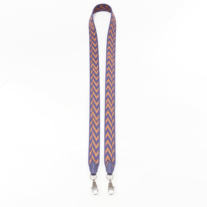 HERMES Sangle Zigzag 25 navy brown chevron stripes woven silver hardware strap