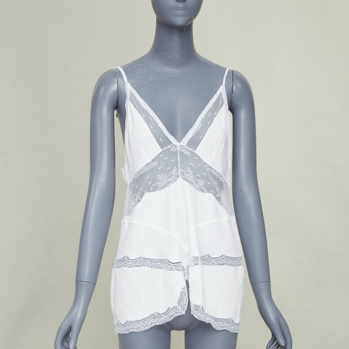 STELLA MCCARTNEY Vintage 2004 cream silk crepe lace panel cami tank top Sz.1 XS