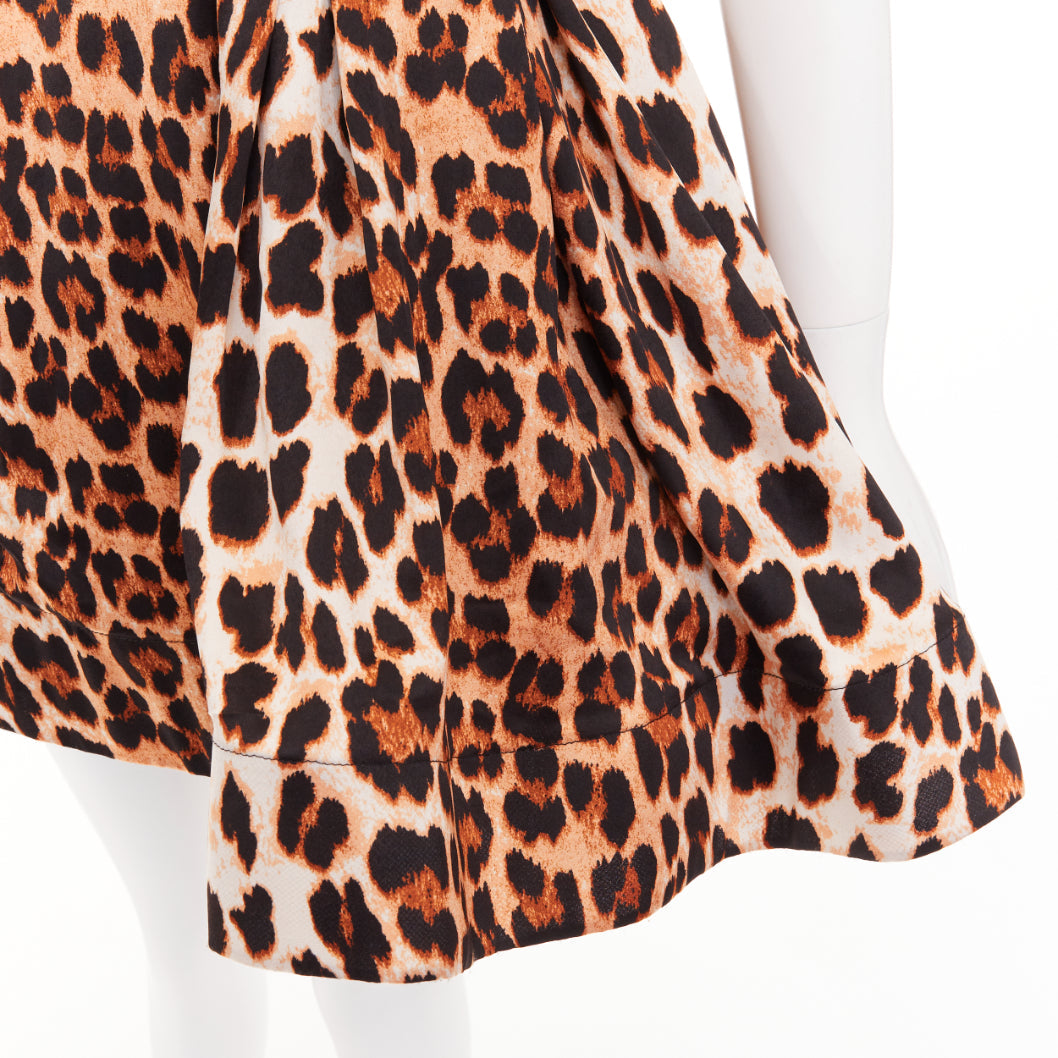 BRONX & BANCO Luciana leopard print velvet belted fit flare mini dress XS