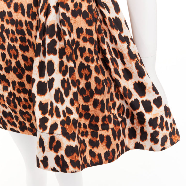 BRONX & BANCO Luciana leopard print velvet belted fit flare mini dress XS