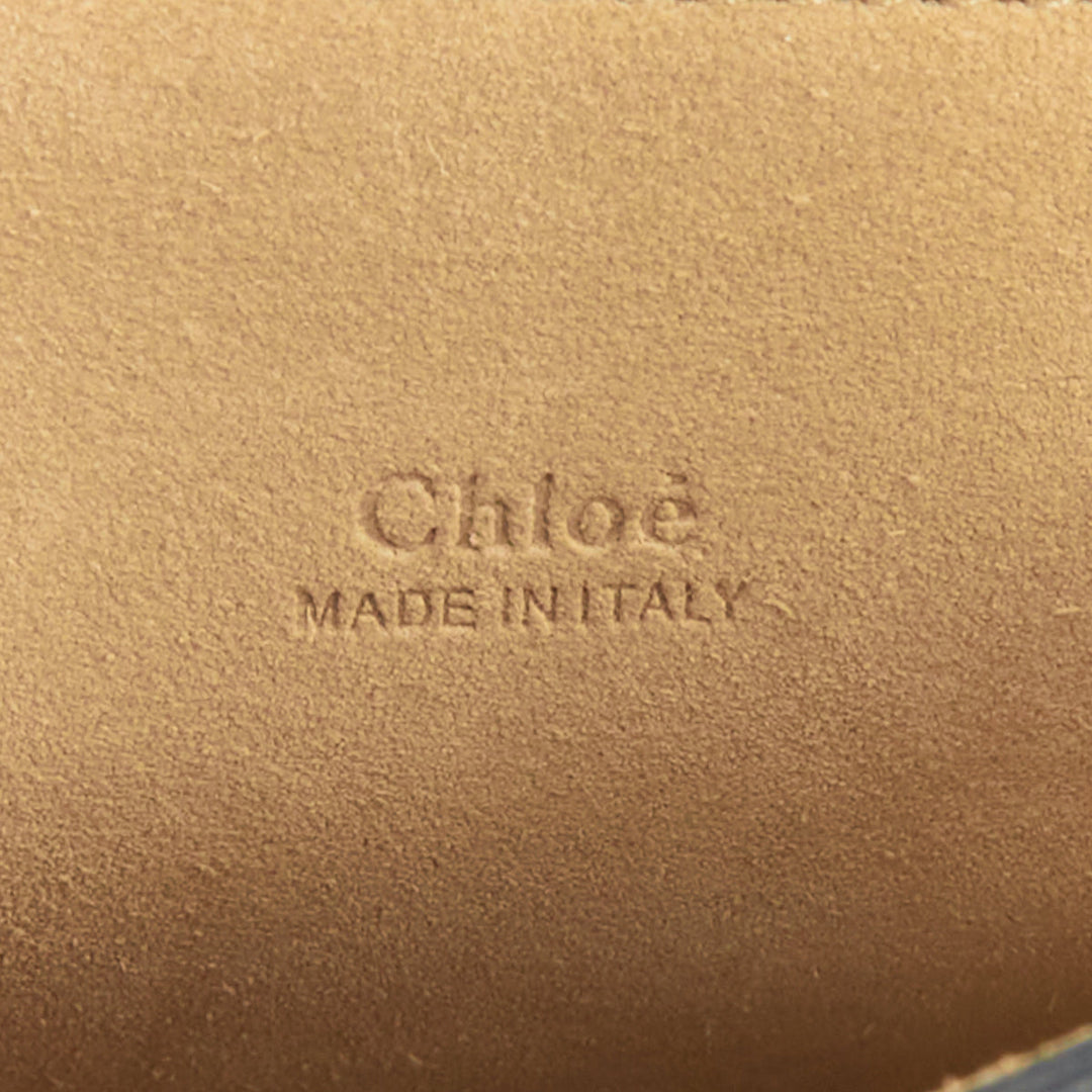 CHLOE Faye Medium beige python black calfskin leather chain flap shoulder bag