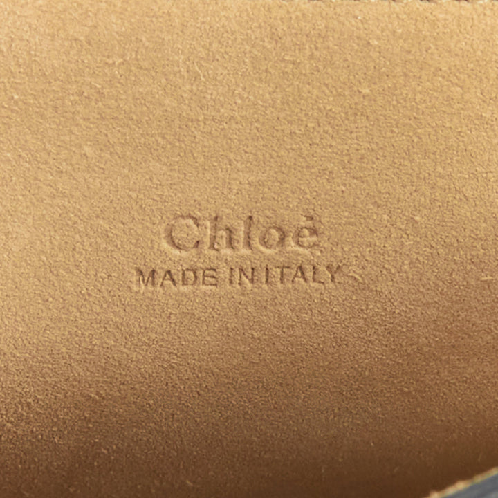 CHLOE Faye Medium beige python black calfskin leather chain flap shoulder bag