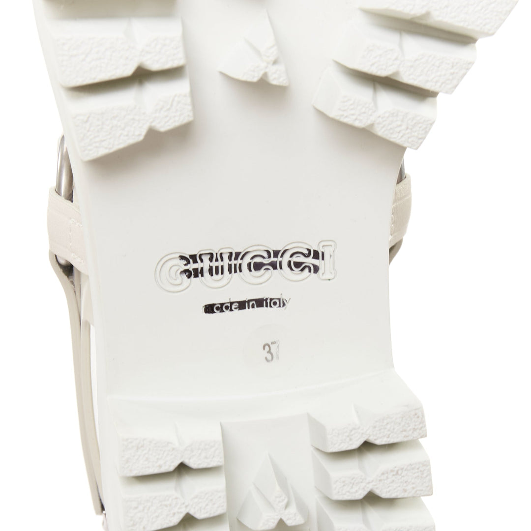 GUCCI Bria mystic white calf horsebit lug sole dad sandals EU37