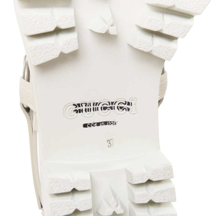 GUCCI Bria mystic white calf horsebit lug sole dad sandals EU37