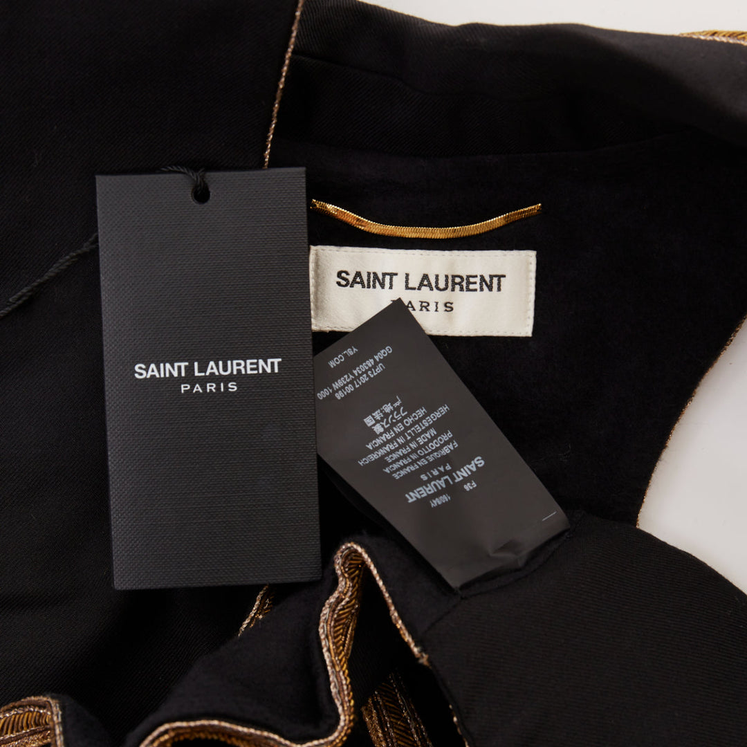 SAINT LAURENT 2017 gold sequins rope bead embellished waistcoat vest FR36 S
