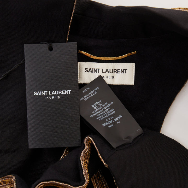 SAINT LAURENT 2017 gold sequins rope bead embellished waistcoat vest FR36 S