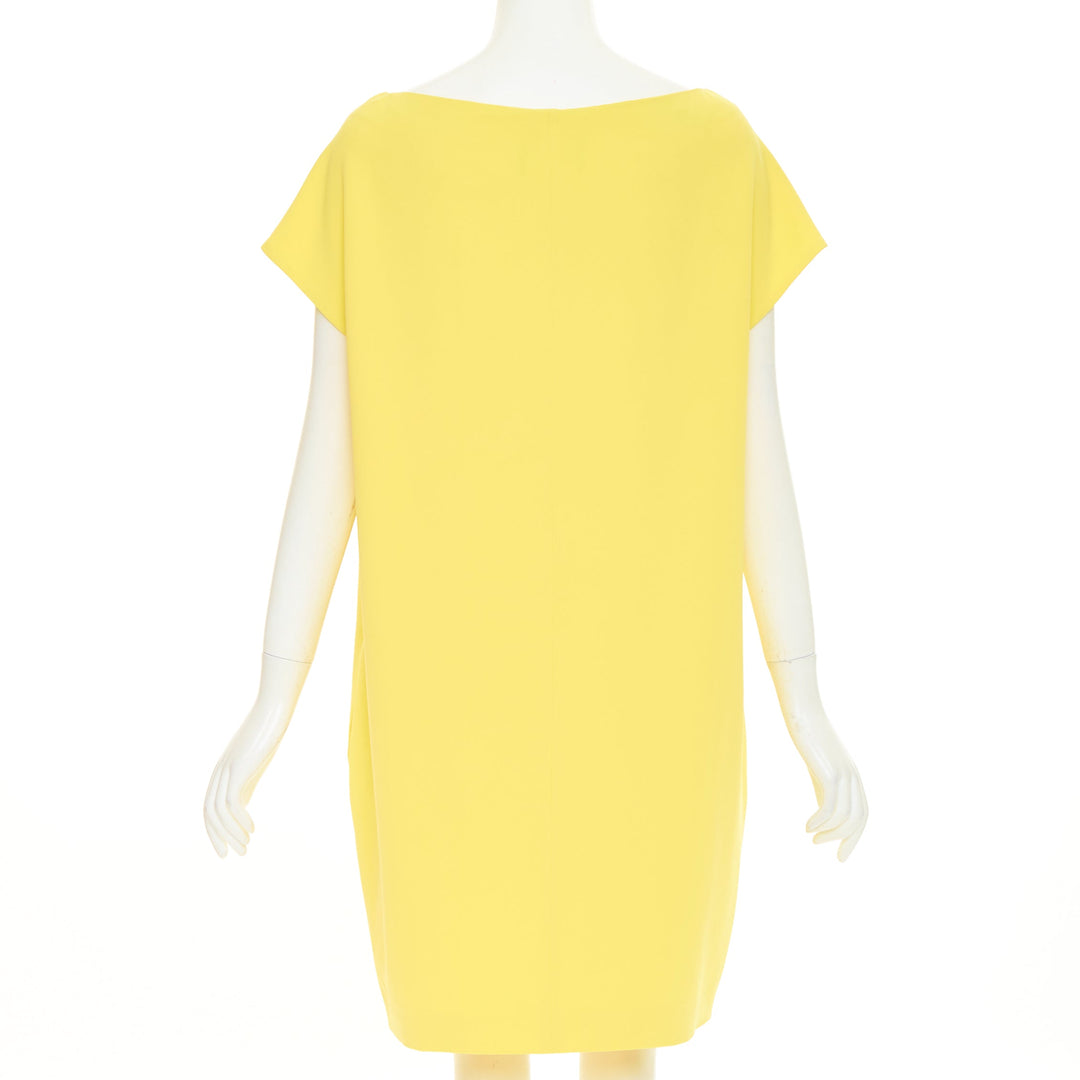 MOSCHINO  yellow pink triacetate floral lace applique shift dress IT42 M