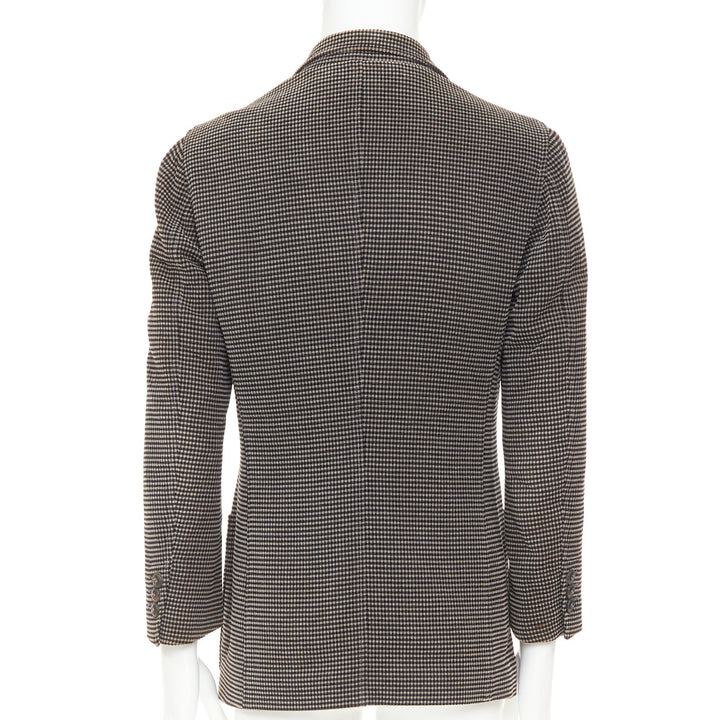 GIORGIO ARMANI brown black cotton blend micro-check 3 pockets blazer  IT46 S