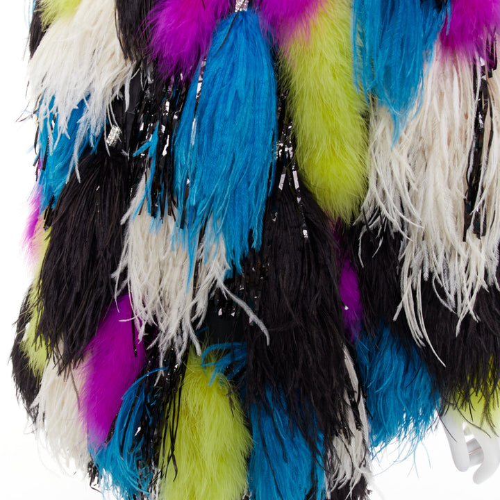 rare ALEXANDRE VAUTHIER COUTURE SS2022 Runway Maison Lemarie ostrich tinsel coat