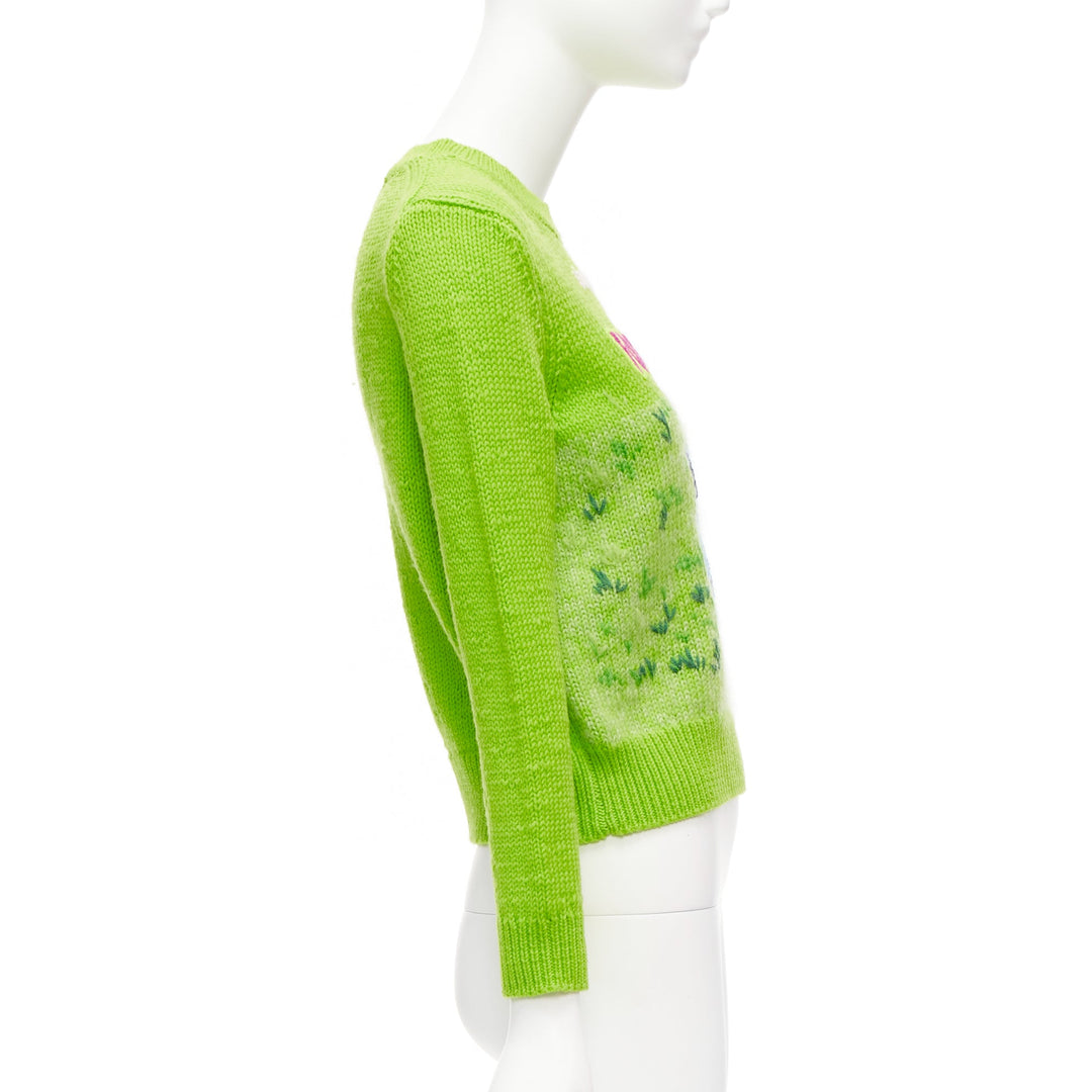 MARC JACOBS Magda Archer lime green Toxic People intarsia cropped sweater XS