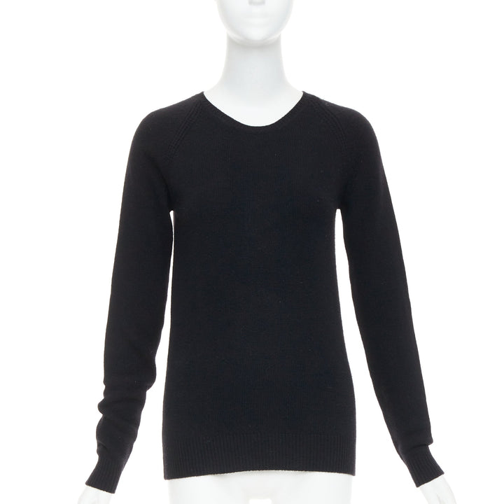 STELLA MCCARTNEY black virgin wool cashmere raglan sweater IT34 XXS