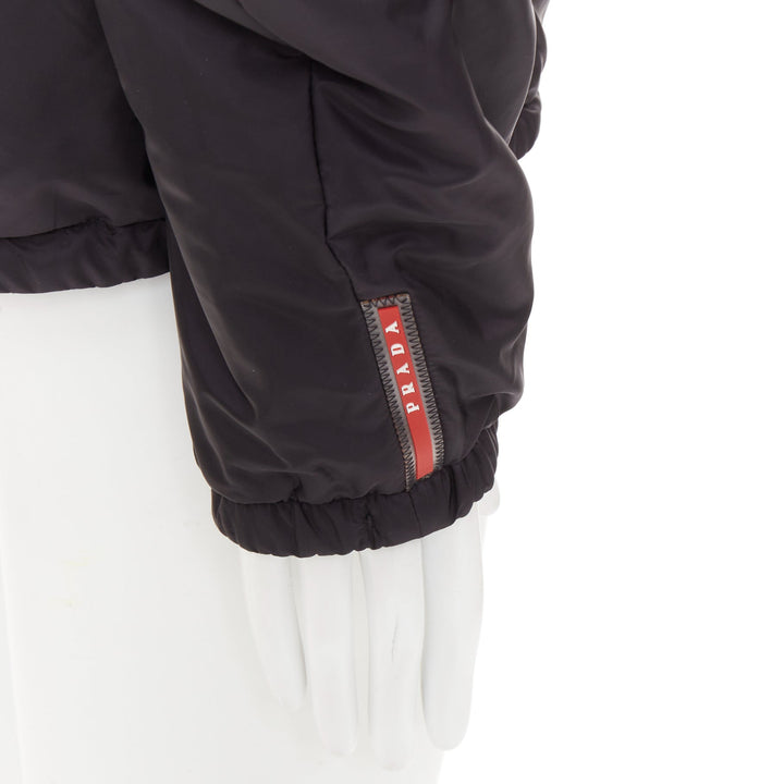 PRADA Linea Rossa 2014 Reversible black burgundy gingham windbreaker IT52 XL