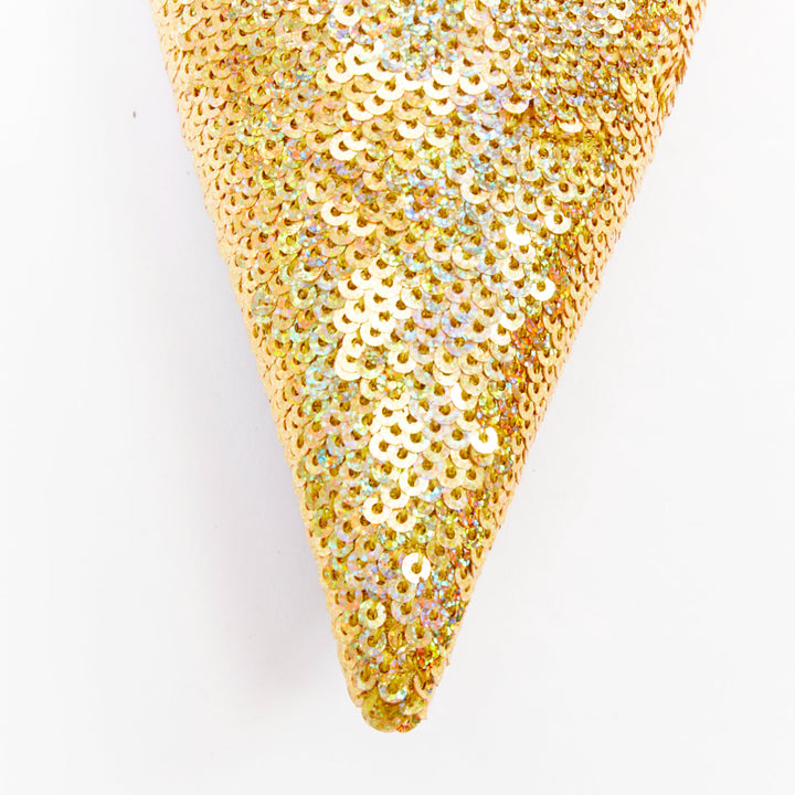 BALENCIAGA Demna Knife gold holographic sequins point toe sock ankle boots EU36