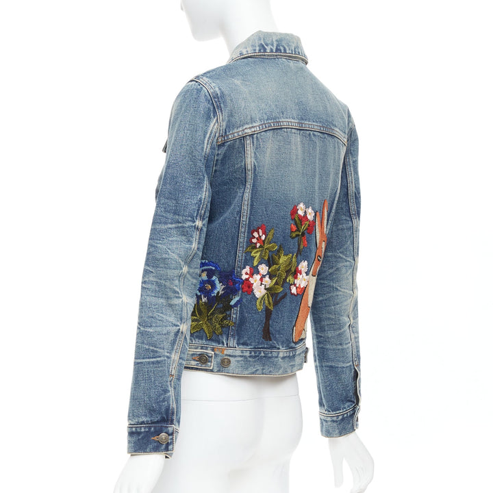 GUCCI HOLLYWOOD bunny blue washed denim jacket IT40 S