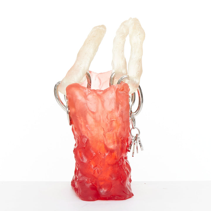 OTTOLINGER Otto handcrafted red clear ombre jelly hardware top handle bag
