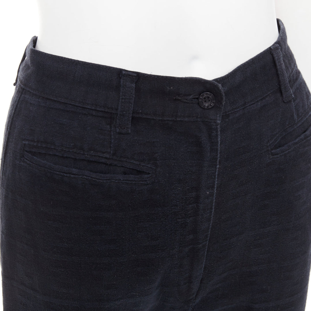 FENDI JEANS Vintage black FF Zucca cotton jacquard high waisted crop pants