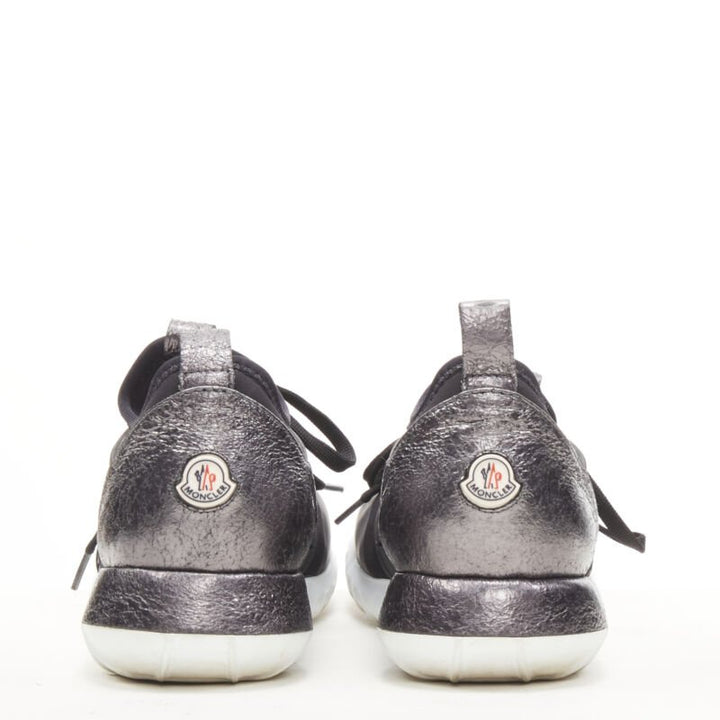 MONCLER black neoprene plastic caged metallic leather heel sports sneaker EU37