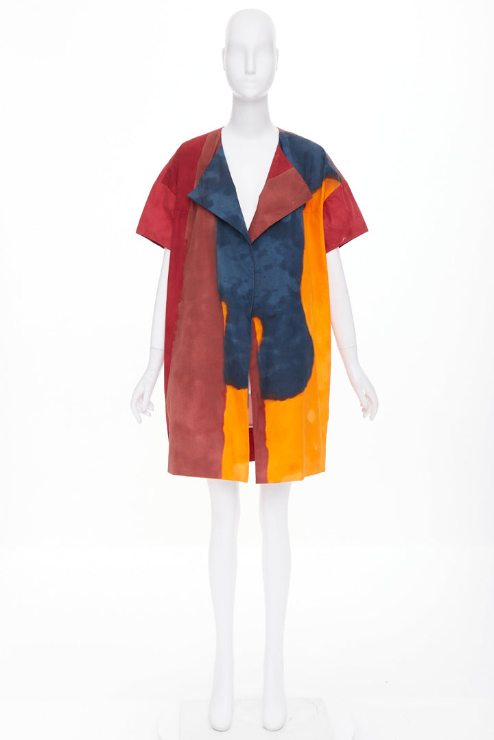 MARNI 2018 painterly abstract colorblock cotton poplin over coat  IT42 M