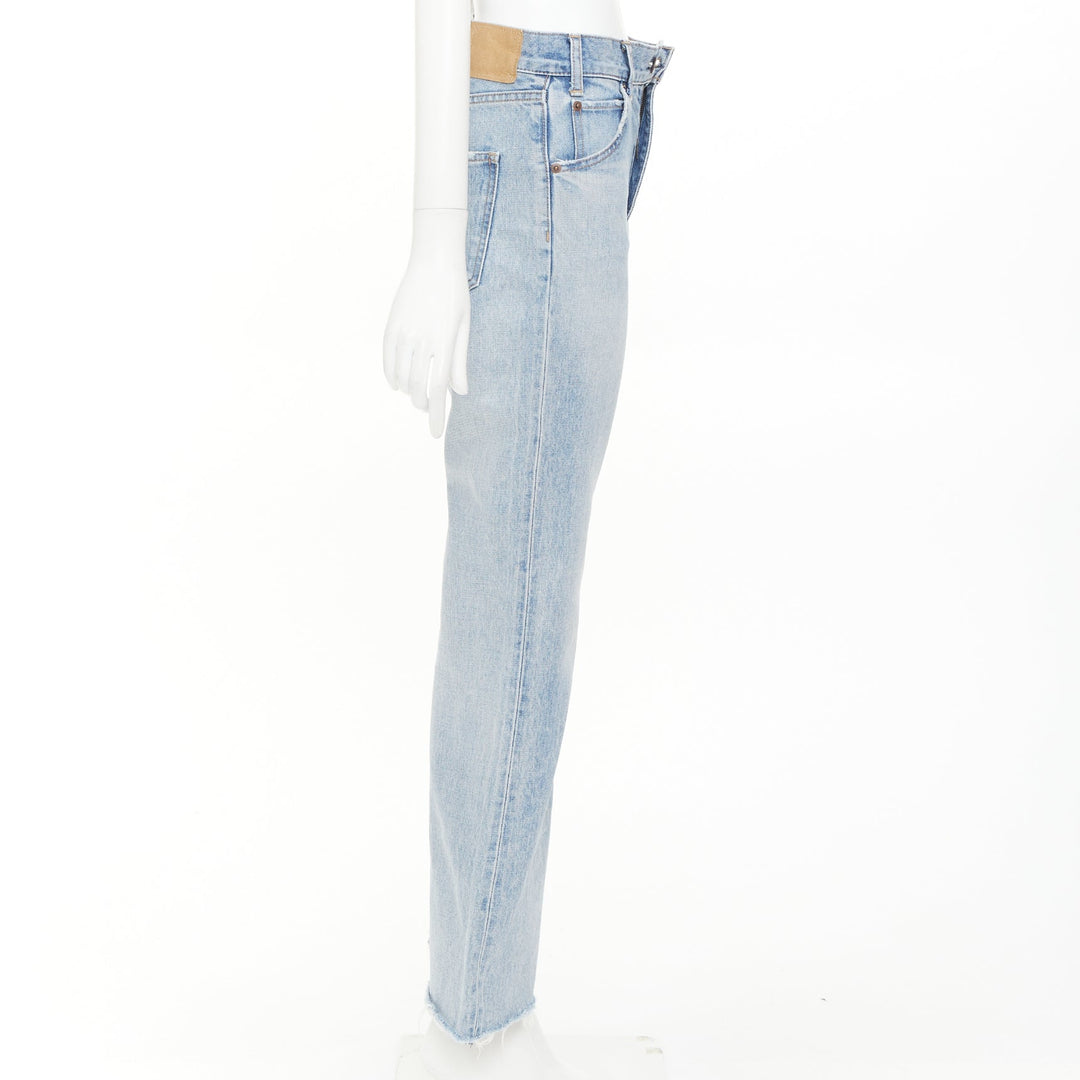 CELINE W_FL_008 N424 789D 07VS light wash high waist wide leg cropped jeans 25"