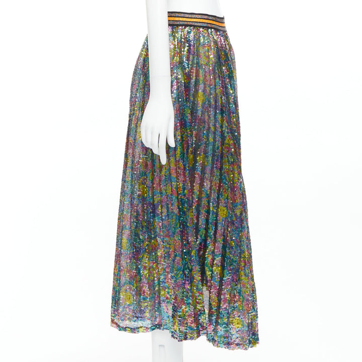 ROMANCE WAS BORN Ken Done Coral Reef Sequin pleated striped skirt S