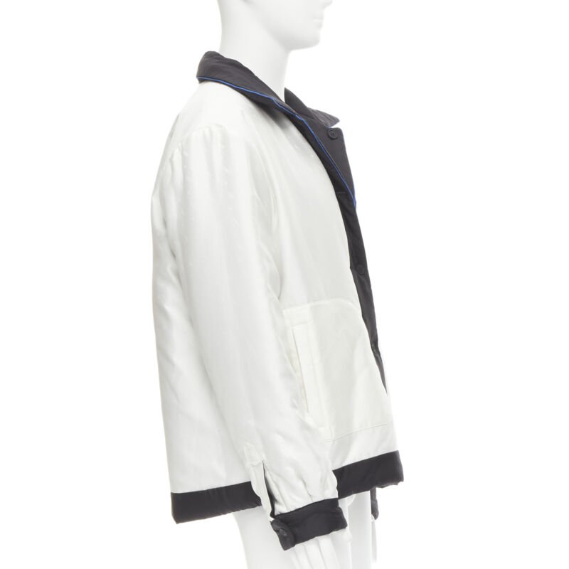FENDI 2021 Reversible 100% silk black white logo padded jacket IT48 M
