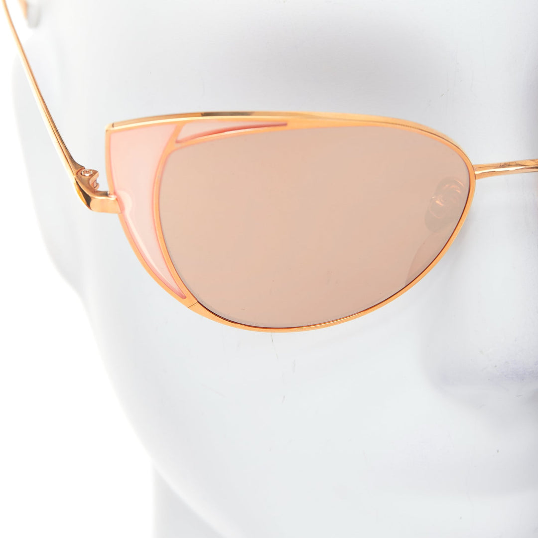 LINDA FARROW Des Voeux LFL855/6 rose gold peach cat eye sunglasses