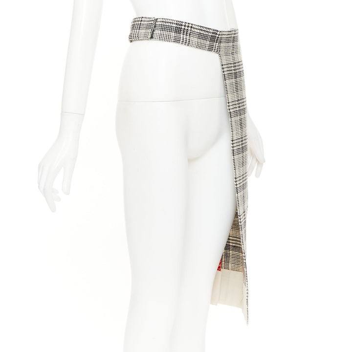 PRADA 2015 Glen check virgin houndstooth wool tweed half skirt belt IT40 S