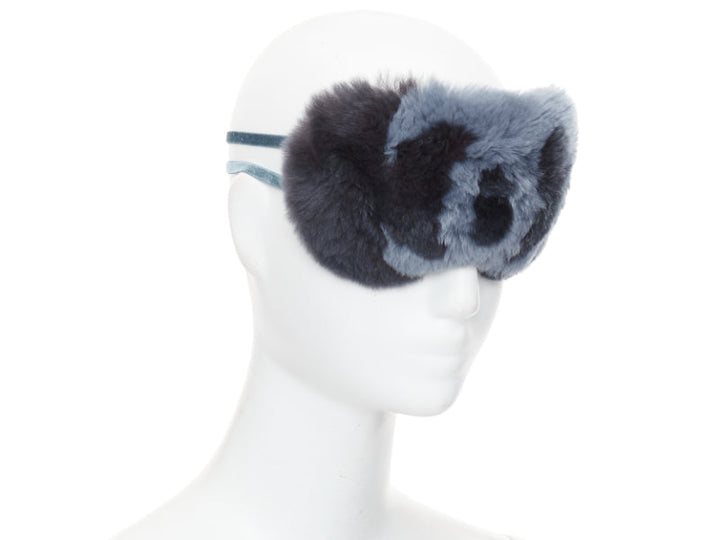 CHANEL Coco Neige navy black fur CC logo eye mask