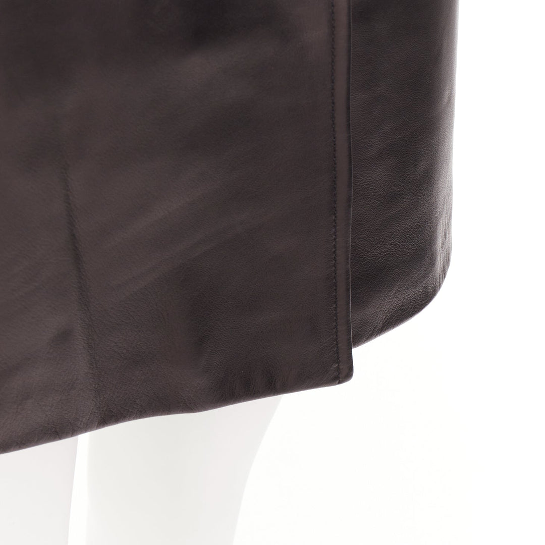 MIU MIU 2021 black lambskin nappa leather pearl floral button skirt IT40 S