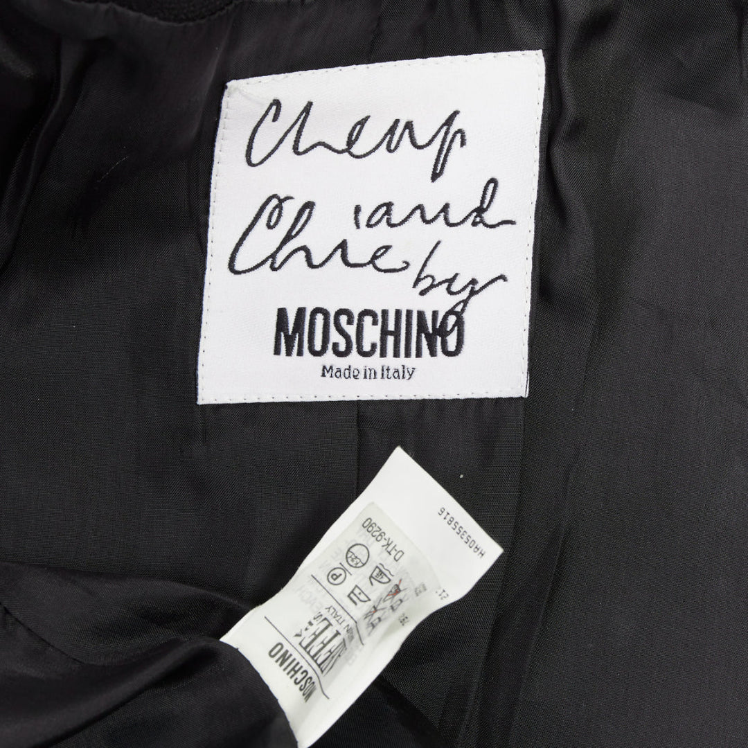 rare MOSCHINO 1990s Cheap Chic Vintage black ribbon bow lattice blazer IT36 XXS