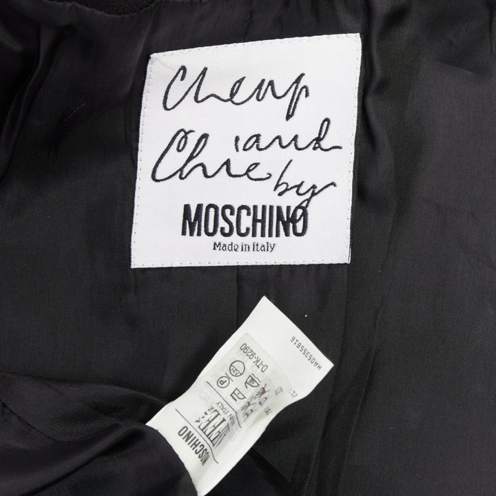 rare MOSCHINO 1990s Cheap Chic Vintage black ribbon bow lattice blazer IT36 XXS