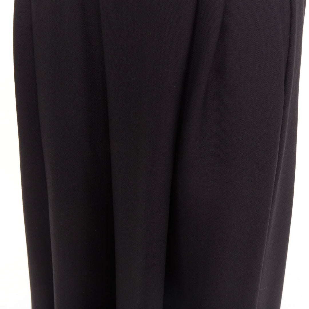 ALEXANDRE VAUTHIER COUTURE black crystal pave brooch strapless wide leg jumpsuit