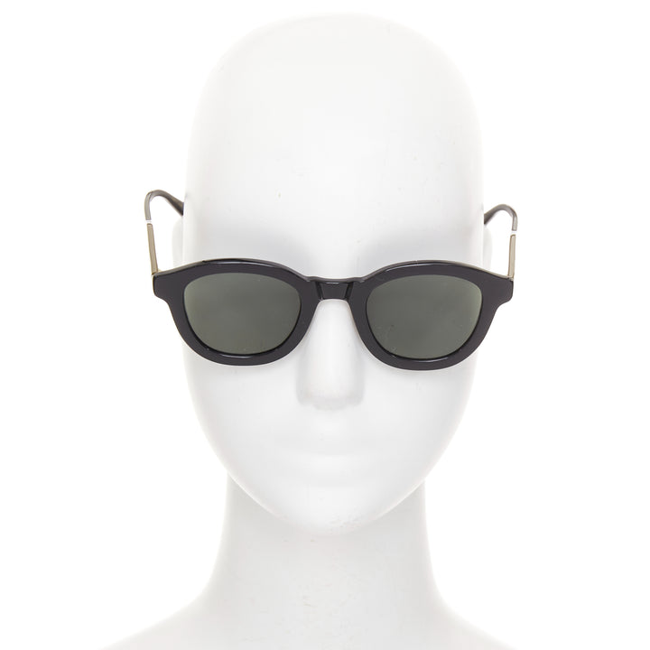 EYEVAN 7285 750 black orange frame amber temple hand-crafted sunglasses