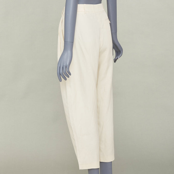 STELLA MCCARTNEY 2022 Iconic high rise pleated beige cropped trousers IT36 XS