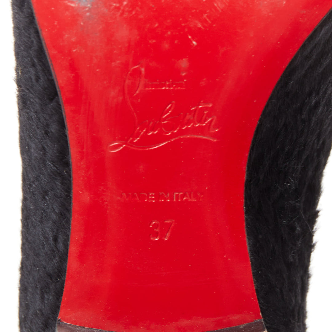 CHRISTIAN LOUBOUTIN Dictateur persian lamb fur Medallion embroidered flats EU37