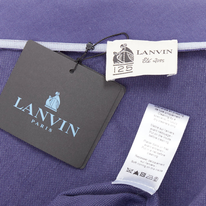 LANVIN 2015 deep purple linen one shoulder ruffle dress FR38 M